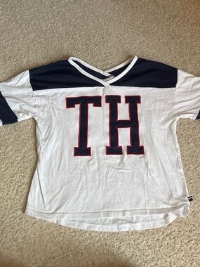 Tommy Hilfiger woman’s White & Navy 'TH' Short Sleeve Top